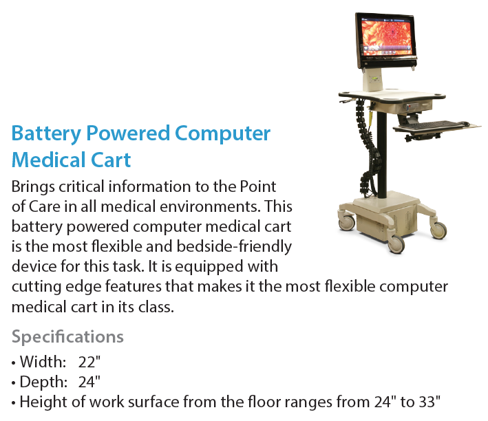 AFC Industries Battery Powered Computer Medical Cart Radiology Furniture