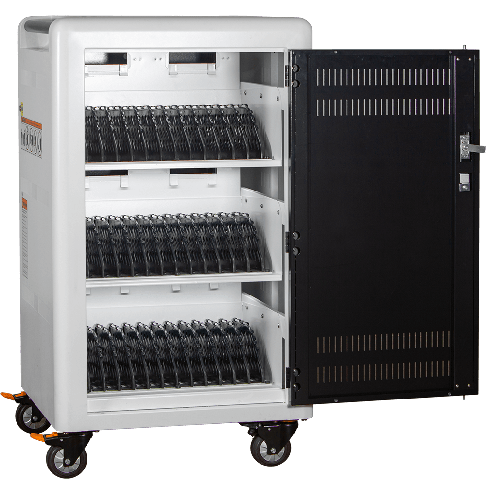 36 bay mobile rolling charging and securing cart for tablets, notebooks, chromebooks, smartphones