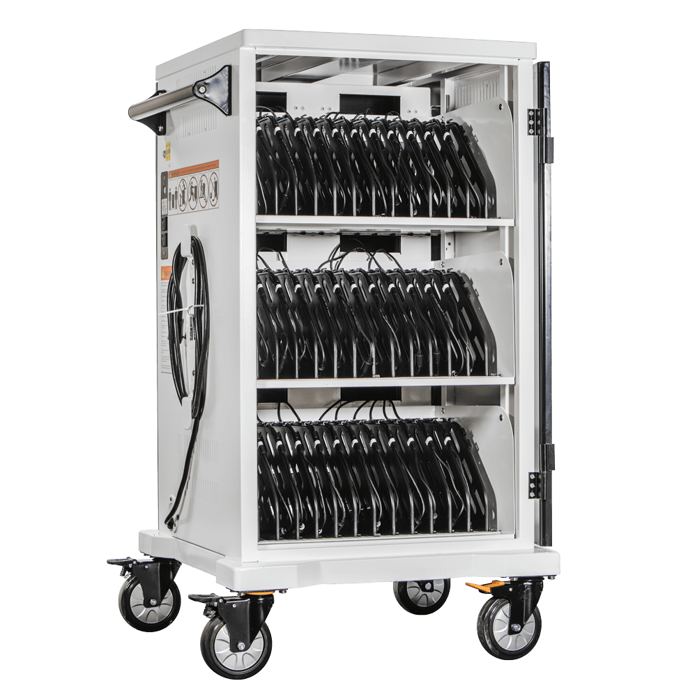 ac slim 36 bay mobile rolling device charging secure cart